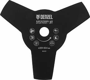 DENZEL Диск для триммера, 255 х 25.4 мм, толщина 1.6 мм, 3 лезвия Denzel 96325 Диск для триммера