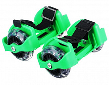SILAPRO Ролики на пятку с подсветкой база пластик раздв, колеса ПВХ 7,2см 3LED, до 80кг, 6+, зелен 129-076 Роликовые коньки