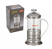 MALLONY Чайник/кофейник (кофе-пресс) CELLULA, 600 мл, из жаропр стекла, в корпусе из нерж стали, B511-600ML (950138) Чайник заварочный