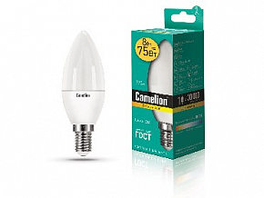 CAMELION (12385) LED8-C35/830/E14/3000К Лампа светодиодная