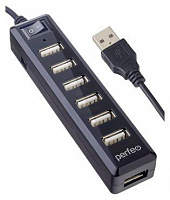 PERFEO (PF_C3225) USB-HUB 7 Port, (PF-H034 Black) чёрный USB-концентратор
