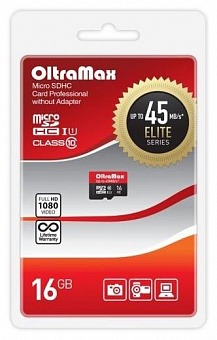 OLTRAMAX 16GB microSDHC Class 10 UHS-1 Elite [OM016GCSDHC10UHS-1-ElU1 w] Карта памяти
