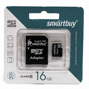 SMARTBUY (SB16GBSDCL10-01LE) MicroSDHC16GB Class10 LE + адаптер Карта памяти