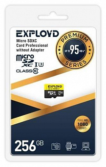 EXPLOYD 256GB microSDXC Class 10 UHS-1 Premium (U3) [EX256GCSDXC10UHS-1-ElU3 w] Карта памяти