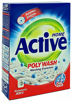 ACTIVE Стиральный порошок автомат "Poly Wash" 450 гр. картонная упаковка (24) 511701036 Стиральный порошок