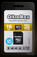 OLTRAMAX MicroSDHC 16GB Class10 + адаптер SD [OM016GCSDHC10-AD] Карта памяти