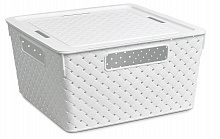 VIOLET Коробка для хранения квадратная "Береста" с крышкой 11л 294х294х151 ( белый) 6811106 Коробка для хранения