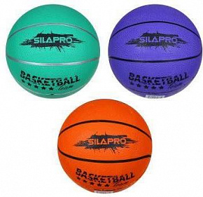 SILAPRO Мяч баскетбольный цветной 7 р-р, 24см, резина, 550г (+-10%) (128-015) Мяч баскетбольный цветной