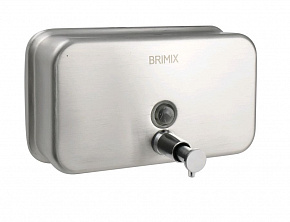 BRIMIX 651 Дозатор жидкого мыла Горизонтальный, металический с глазком, из нерж.стали 201, на 1200 мл ХРОМ Дозатор д/жидкого мыла