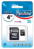 SMARTBUY (SB4GBSDCL4-01) MicroSDHC 4GB Class4 + адаптер Карта памяти