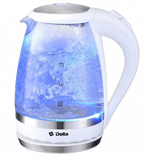 DELTA DL-1202 стекло белый Чайник электрический