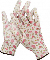 GRINDA M, бело-розовые, прозрачное PU покрытие, 13 класс вязки, садовые перчатки (11291-M) Садовые перчатки