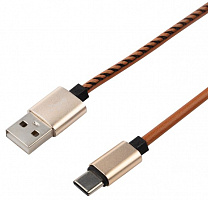 REXANT (18-1897) Кабель USB-Type-C/2A/leather/brown/1m/REXANT Дата-кабель