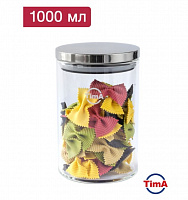 TIMA Банка для сыпучих продуктов 1000мл, боросиликатное стекло, металлическая крышка MS-1000 Банка для сыпучих продуктов Tборосиликатное стекло, метал