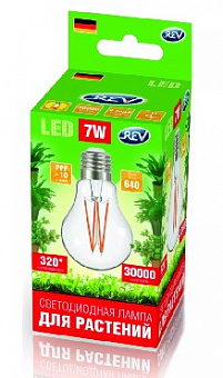 REV 32416 4 GARDEN для ускорения роста растений А60/E27/7W FILAMENT 575-650Нм Светильник для растений светодиодный