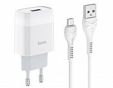 HOCO (6931474713001) C72A 1USB 2.4A MICRO USB 1м белый Сетевое ЗУ
