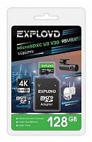 EXPLOYD MicroSDXC 128GB Class 10 (U3) V30 Vision+ адаптер SD (95 MB/s) [EX128GCSDXC10-U3-V30] Карта памяти