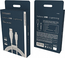 REXANT (18-7061) USB-A ? Lightning для Apple, 2,4А, 1м, в белой нейлоновой оплетке Кабель