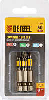 DENZEL Набор бит комбинированный 3 шт., PH2, PZ2, SL5, 50 мм, сталь S2 11678 Набор бит