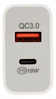 REXANT (18-2216) Сетевое зарядное устройство REXANT USB-A+USB-C адаптер, 18W белое Сетевое зарядное устройство