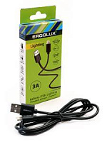 ERGOLUX (15096) ELX-CDC03-C02 USB-Lightning, 3А, 1,2м, Черный Кабель