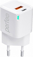PERFEO (I4652) USB-A+TYPE-C, GaN, 20W, белый Сетевое зарядное устройство