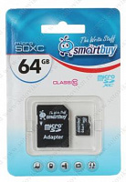 SMARTBUY (SD64GBSDCL10-01) MicroSDXC 64GB Class10 UHS-1 + адаптер Карта памяти