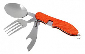 ЕРМАК Набор туристический: нож, ложка, вилка, открывалка; нерж. сталь 118-135 Набор туристический