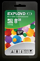 EXPLOYD MicroSDHC 8GB Class4 - б/а [EX008GCSDHC4-W/A-AD] Карта памяти