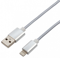 REXANT (18-7051) Кабель REXANT USB-Lightning 1 м, серебристая нейлоновая оплетка Дата-кабель