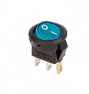 REXANT (36-2531) выключатель клавишный круглый 250V 6А (3с) , синий (200) Выключатель-кнопка