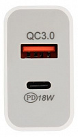 REXANT (18-2216) Сетевое зарядное устройство REXANT USB-A+USB-C адаптер, 18W белое Сетевое зарядное устройство