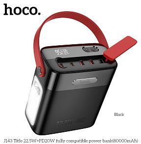 HOCO (6942007641142) J143 80000mAh 3USB+2Type-C 3.0A PD20W , черный Powe Bank