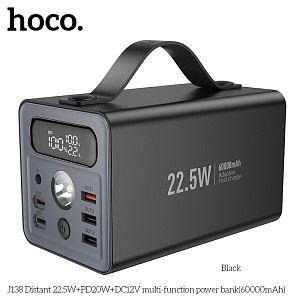 HOCO (6942007638524) J138 60000mAh 3USB+2Type-C+1DC 3.0A PD20W , черный Powe Bank