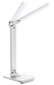 ULTRAFLASH (15163) UF-819 C01 белый (Led, светильник настольный, 12Вт, 6000К, 3 ур.яркости, 2 плафона, кожа) Светильник