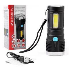 ULTRAFLASH (15195) LED51525 4LED+COB, 3 Вт, 4 реж, Micro -USB, бокс черный фонарь