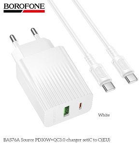 BOROFONE (6941991122927) BAS76Aaa 1USB+1Type-C 3.0A QC3.0 PD30W для Type-C Type-C White СЗУ