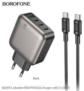BOROFONE (6941991116292) BAS57Aaa 1USB+3Type-C 3.0A PD67W White