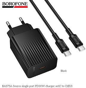 BOROFONE (6941991122859) BAS75Aaa 1Type-C 3.0A PD30W для Type-C Type-C Black СЗУ