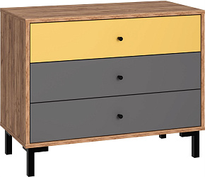 МЕБЕЛЬ-КОМПЛЕКС JAM Комод 3Я Дуб крафт табачный/Серый шифер/Сэнд Модульная мебель