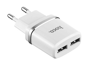 HOCO (6957531047759) C12 2USB 2.4A белый Сетевое зарядное устройство