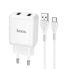 HOCO (6931474740595) N7 2USB 2.1A MICRO USB 1м белый СЗУ