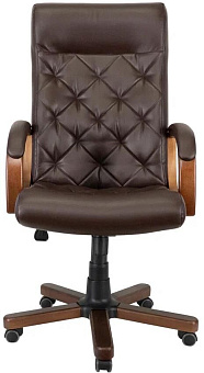 ЯРКРЕСЛА Кр82 ТГ ДЕРЕВО ЭКО3 (экокожа шоколад)/подлокотники с накладкой Кресло руководителя