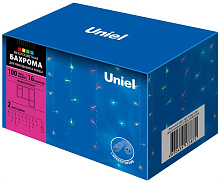 UNIEL (UL-00007207) ULD-B2007-100/TTK BLUE IP44 Бахрома светодиодная с эффектом мерцания, 2м. Соединяемая. 100 светодиодов. Синий свет. Провод прозрач