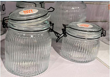 MALLONY Банка из рельефного стекла, LA SCALA, объём: 1500 мл, с бугельным цветным замком (108322)