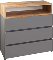 МЕБЕЛЬ-КОМПЛЕКС НОВА Комод 3 ящика Серый Шифер/Дуб крафт золотой (1 кор.) Модульная мебель
