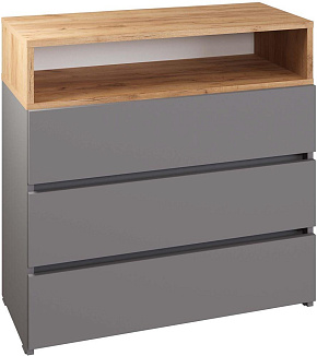 МЕБЕЛЬ-КОМПЛЕКС НОВА Комод 3 ящика Серый Шифер/Дуб крафт золотой (1 кор.) Модульная мебель