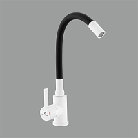 GOTA ROCIO 016093-GOTA Black&White Смеситель д/кухни с гибким черным силиконовым изливом Смеситель