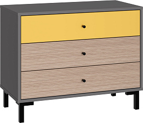 МЕБЕЛЬ-КОМПЛЕКС JAM Комод 3Я Серый шифер/Грэви/Сэнд Модульная мебель