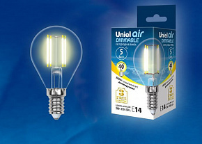 UNIEL (UL-00002866) LED-G45-5W/WW/E14/CL/DIM GLA01TR